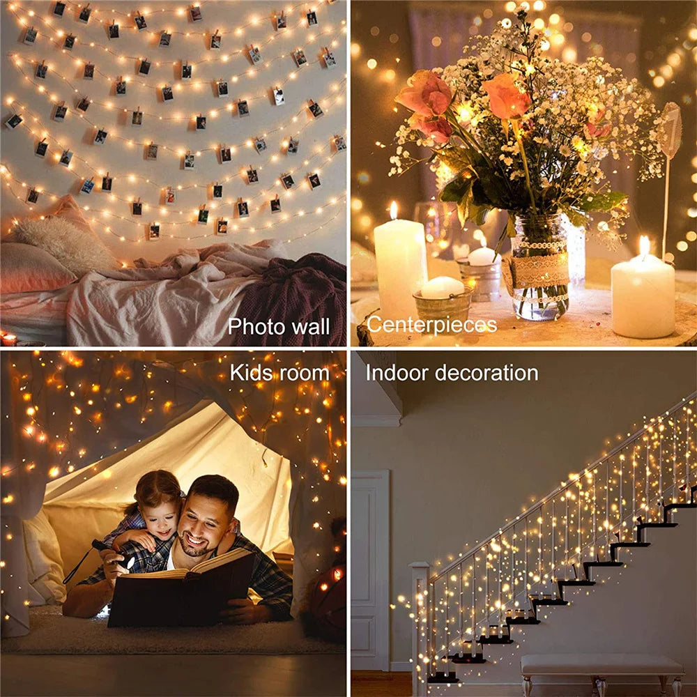 LED String Lights Photo Clip USB
